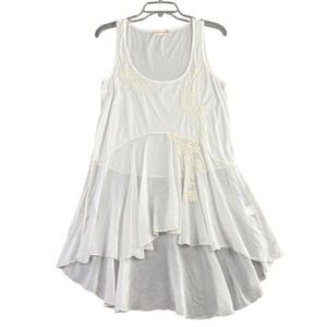 4 Love And Liberty Johnny Was M White Tunic Floral Embroidered High Low Boho Top